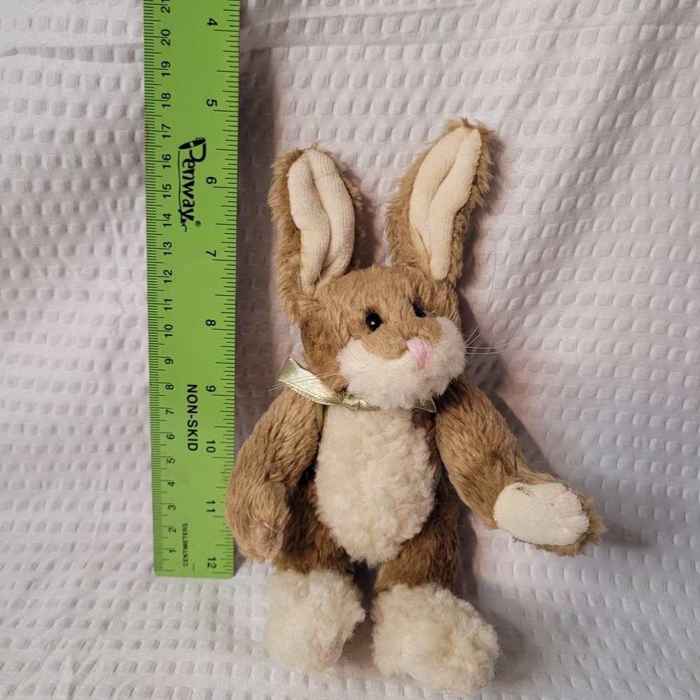 Boyds Collection Archive Series Brown Bunny Rabbit Plush Gold Bow Vintage 9 inch